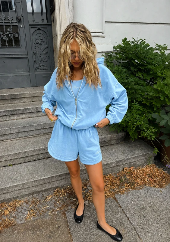 Lush - Baby blue velvet shorts