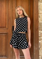 Lorie - Black dotted linen top