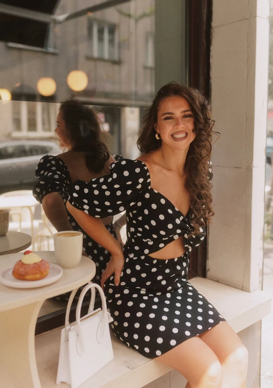 Rosita - Black dotted linen dress