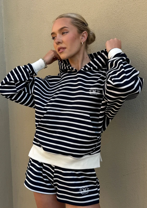Rove - Black striped cotton shorts
