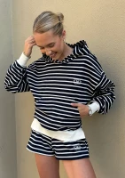Rove - Bluza z kieszenią i kapturem w paski Black