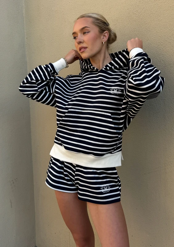 Rove - Bluza z kieszenią i kapturem w paski Black