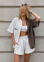 Maui - Brown and ecru striped shirt