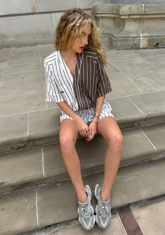 Maui - Brown and ecru striped shirt