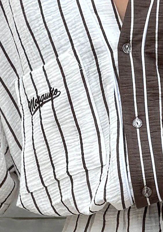 - Brown and ecru striped shirt