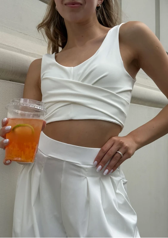 Vexa - Ecru short draped top