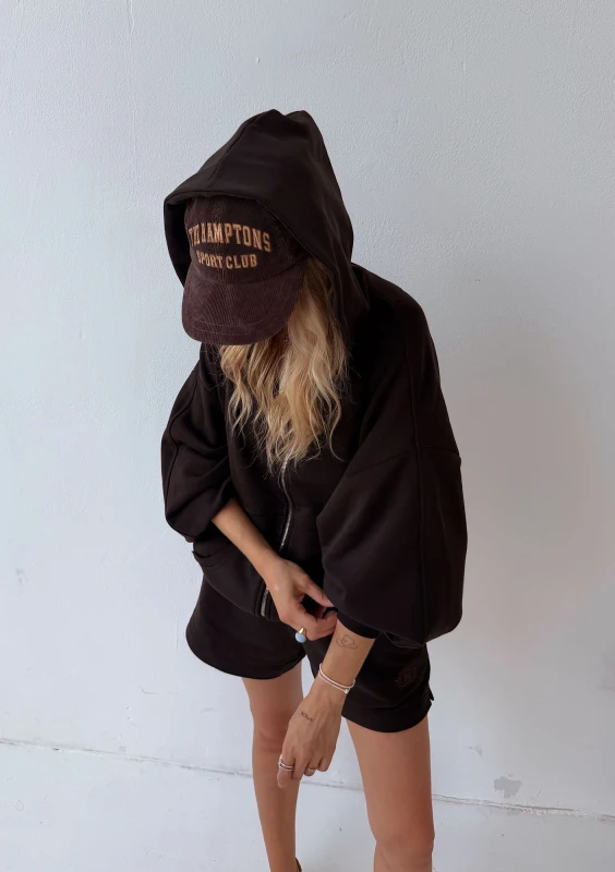Easy - Rozpinana bluza z kapturem oversize Dark Chocolate