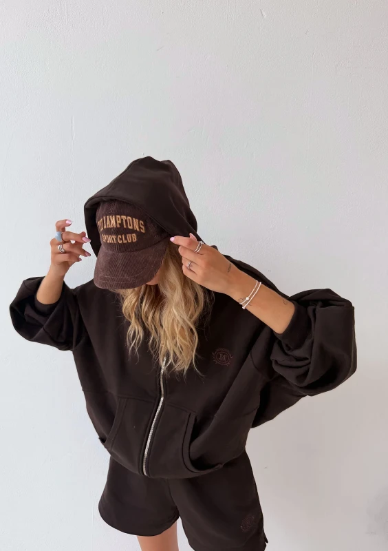Easy - Rozpinana bluza z kapturem oversize Dark Chocolate