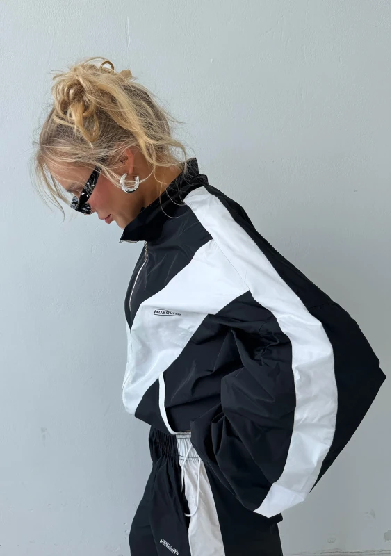 Sprint - Rozpinana bluza vintage color block Czarna