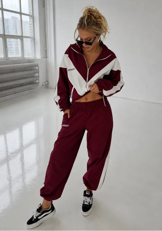 Sprint - Vintage claret color block sweatshirt
