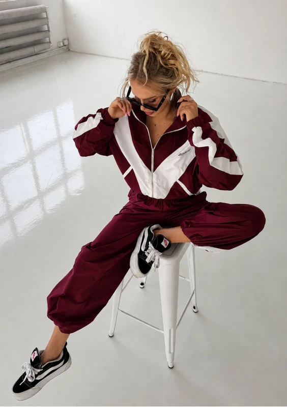 Sprint - Vintage claret color block sweatshirt