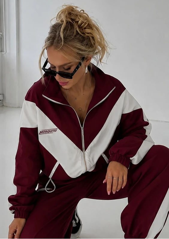 Sprint - Vintage claret color block sweatshirt