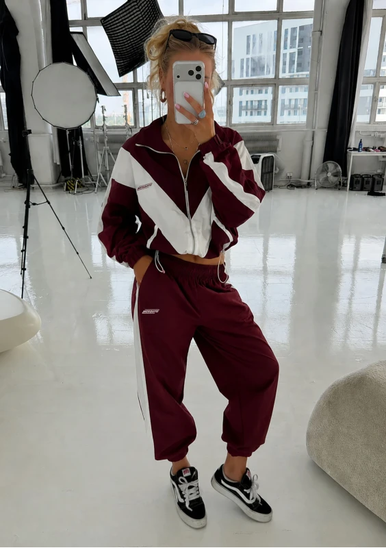 Sprint - Vintage claret color block sweatshirt
