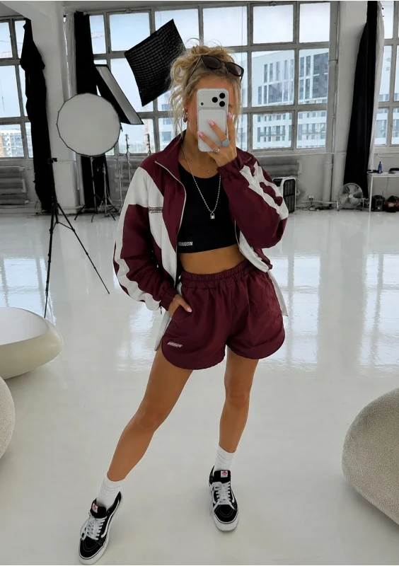 Sprint - Vintage claret color block sweatshirt
