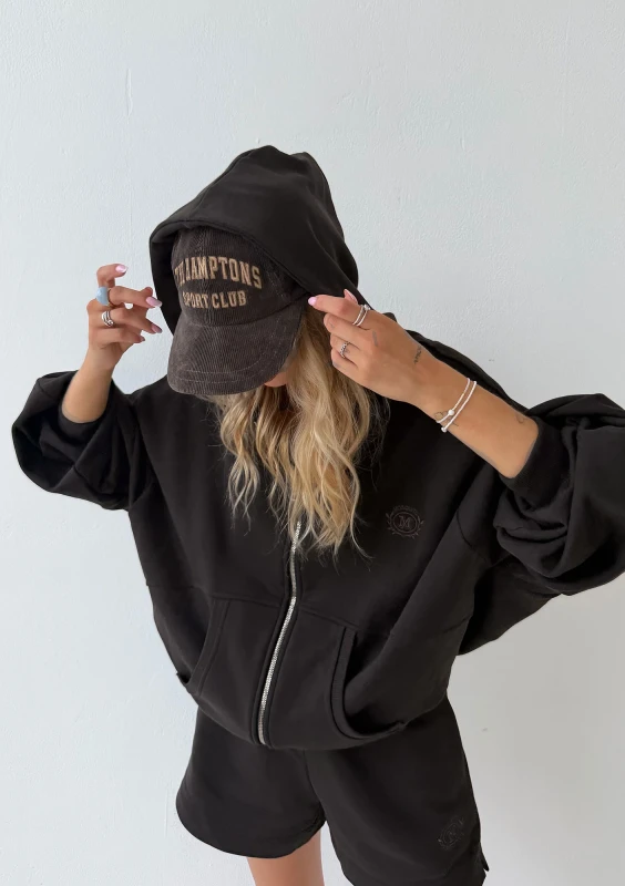 Easy - Black zip up oversized zip up hoodie