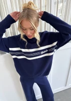 Varsity - Dark blue sweater with an embroidered logo