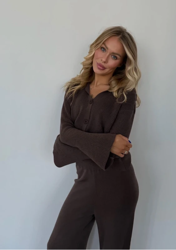 Livia - Dark latte brown slim fit cardigan