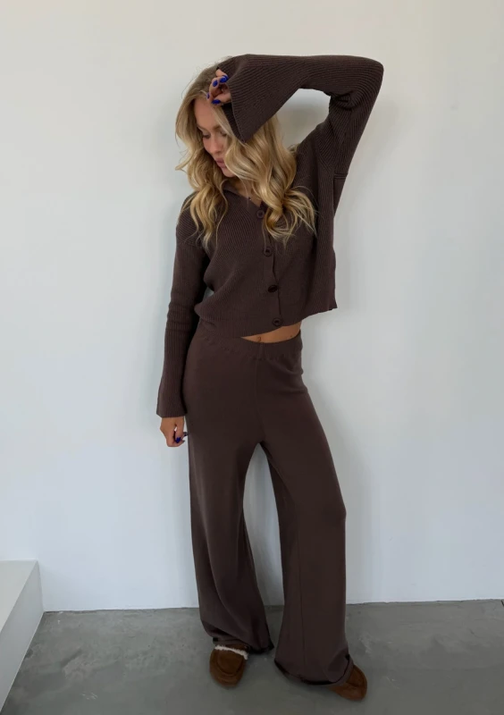 Yoko - Dark latte brown sweater pants