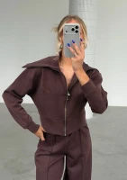 Iris Zip-up - Bluza z wysokim kołnierzem Dark Chocolate