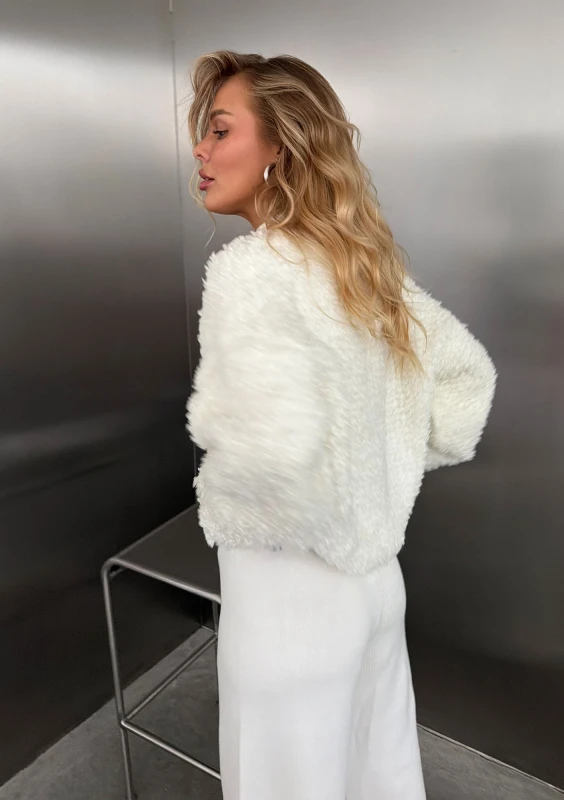 Lumie - Ecru fluffy boucle cardigan