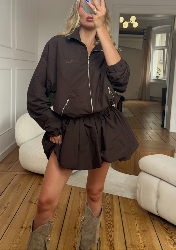 Floe - Brown cotton mini bomb shirt