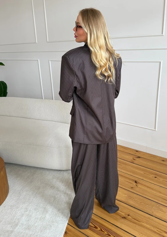 Soho - Brown striped oversize vintage blazer