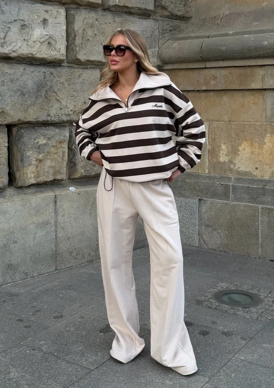 Costa - Spodnie dresowe z szeroką nogawką Beige