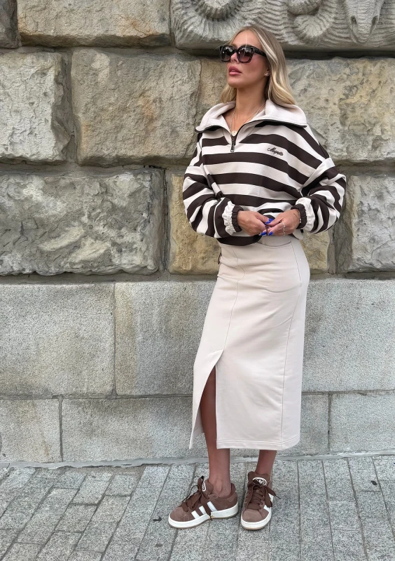 Yale - Dresowa spódnica midi Beige