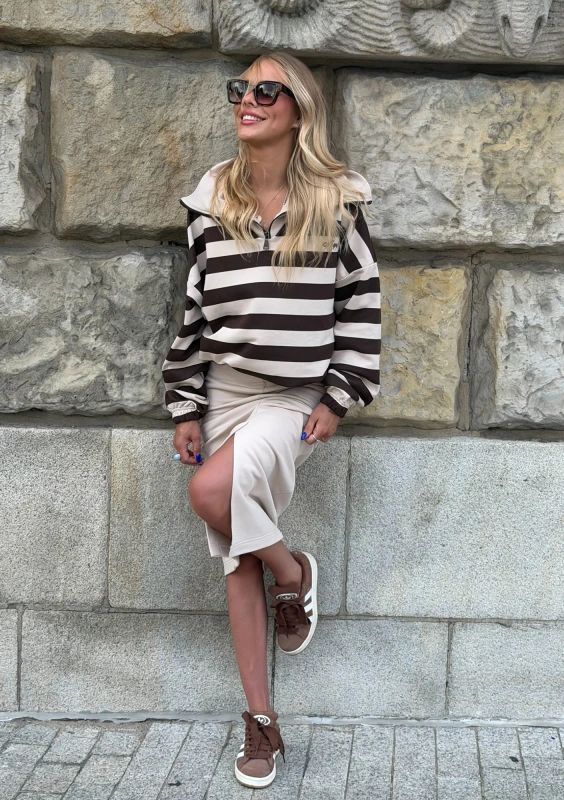 Yale - Dresowa spódnica midi Beige