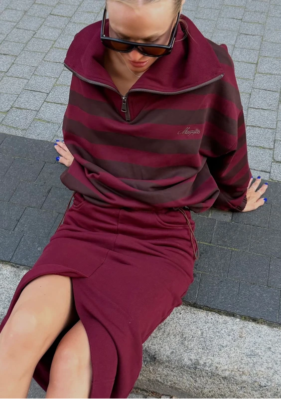 Yale - Dresowa spódnica midi Deep Cherry