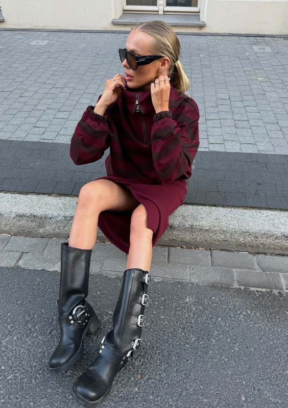 Yale - Dresowa spódnica midi Deep Cherry