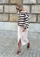 Yale Stripe Zip - Bluza z rozpinanym kołnierzem w paski Beige