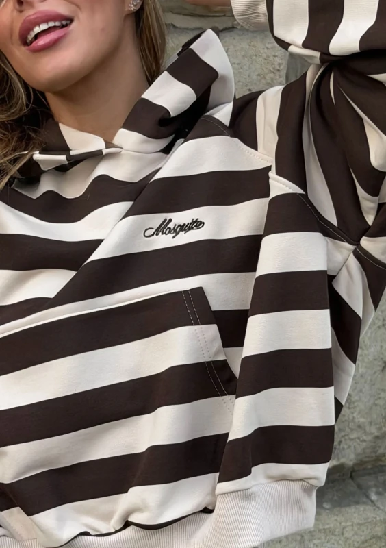 Levi - Brown and beige striped hoodie