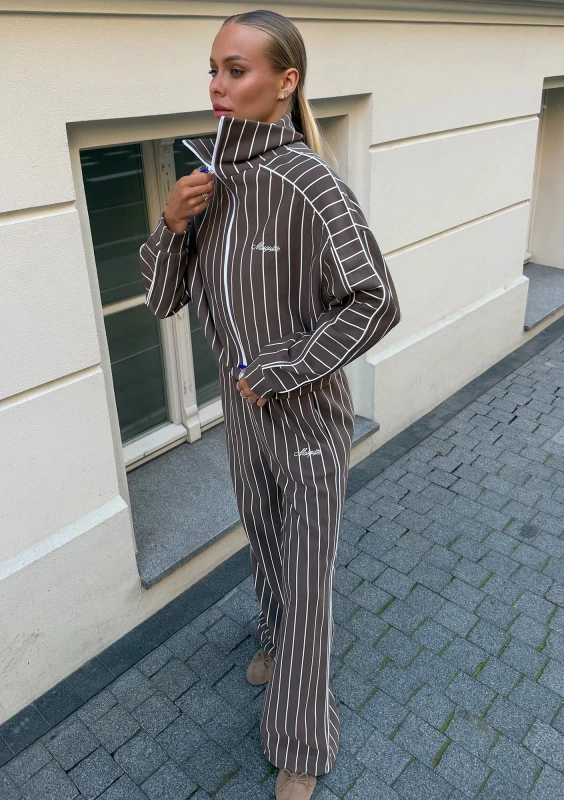 Monti - Brown striped zipped jumper