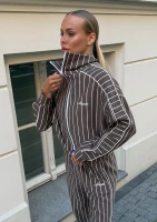 Monti - Rozpinana bluza w prążki ze stójką Brązowa