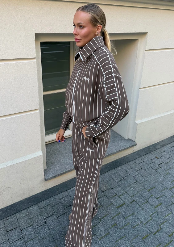 Monti - Brown striped zipped jumper