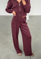 Taro - Spodnie z kantem z dzianiny soft Bordo