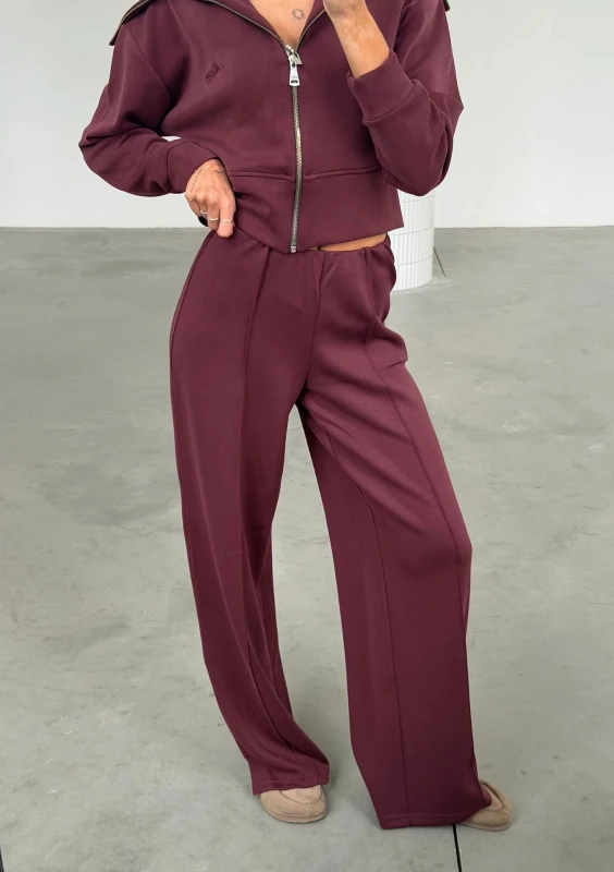 Iris Zip-up - Bordowa bluza rozpinana z wysokim dekoltem - Mosquito