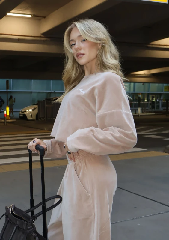 Halo - Welurowa bluzka dresowa longsleeve oversize - Mosquito