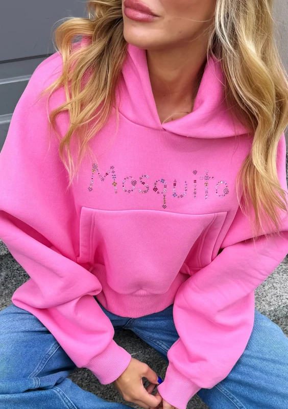 Gem - Short pink jumper with a hood and a pocket
