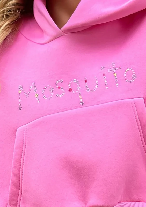 Gem - Krótka bluza oversize z dżetowym logo Różowa