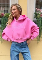 Gem - Krótka bluza oversize z dżetowym logo Różowa