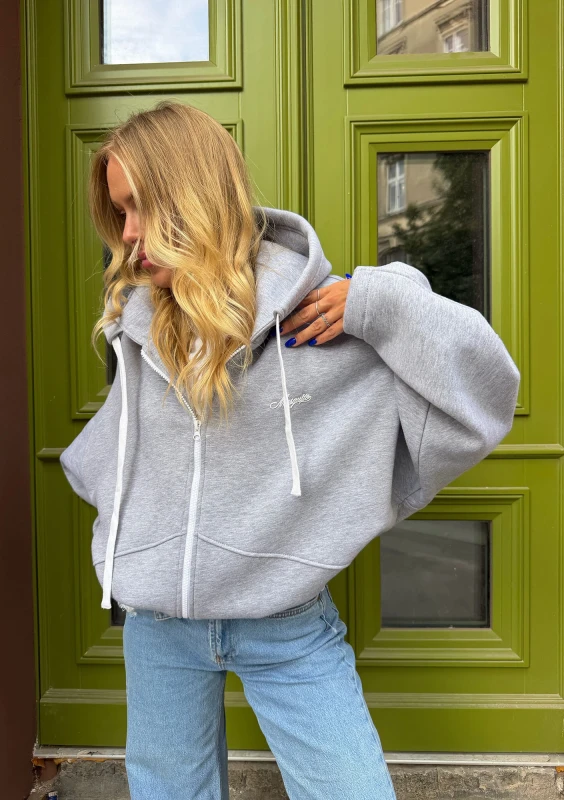 Lilo - Bluza rozpinana oversize z kapturem Szary Melanż