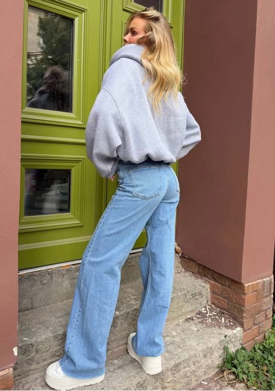 Lilo - Bluza rozpinana oversize z kapturem Szary Melanż