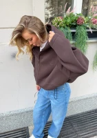 Lilo - Brown oversized zip up jumper