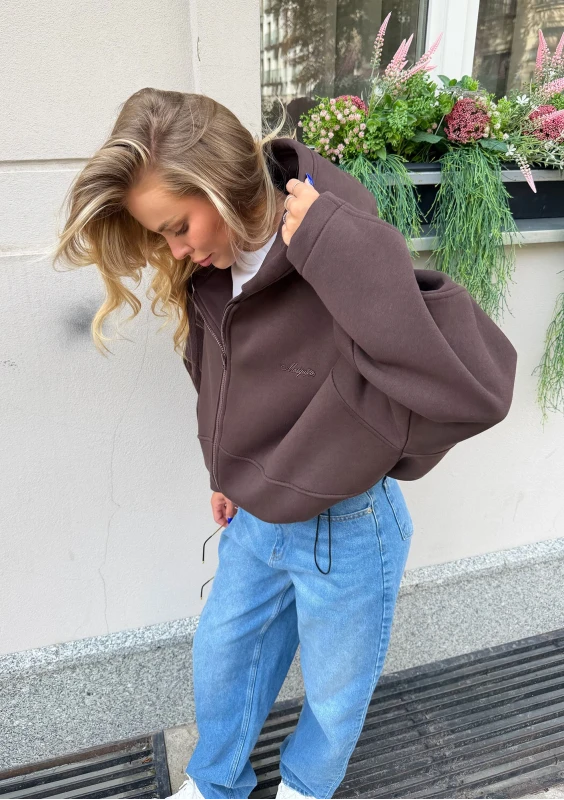 Lilo - Bluza rozpinana oversize z kapturem Brązowa