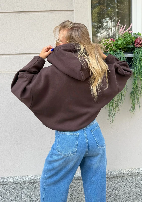 Lilo - Brown oversized zip up jumper