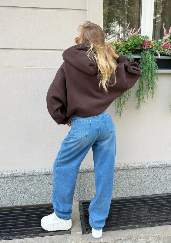 Lilo - Bluza rozpinana oversize z kapturem Brązowa