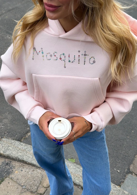 Gem - Krótka bluza oversize z dżetowym logo Pastelowa