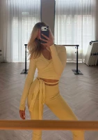 Yoga Wrap - Kopertowy top z wiązaniem Yellow